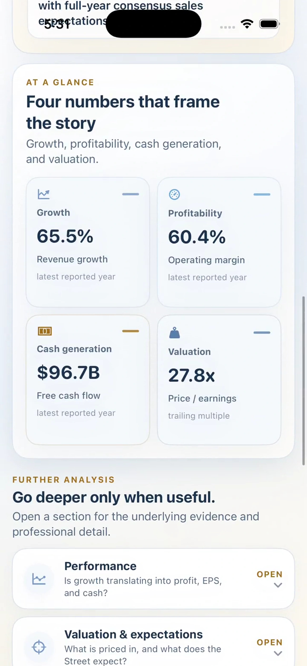 Equity Fox example NVIDIA equity report with a company story and business drivers.