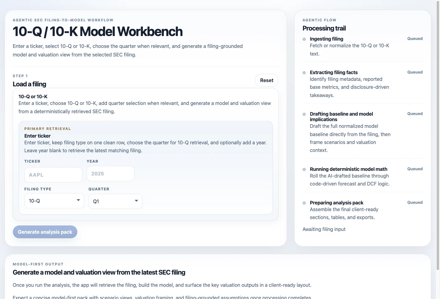 Filing Model Workbench product screenshot