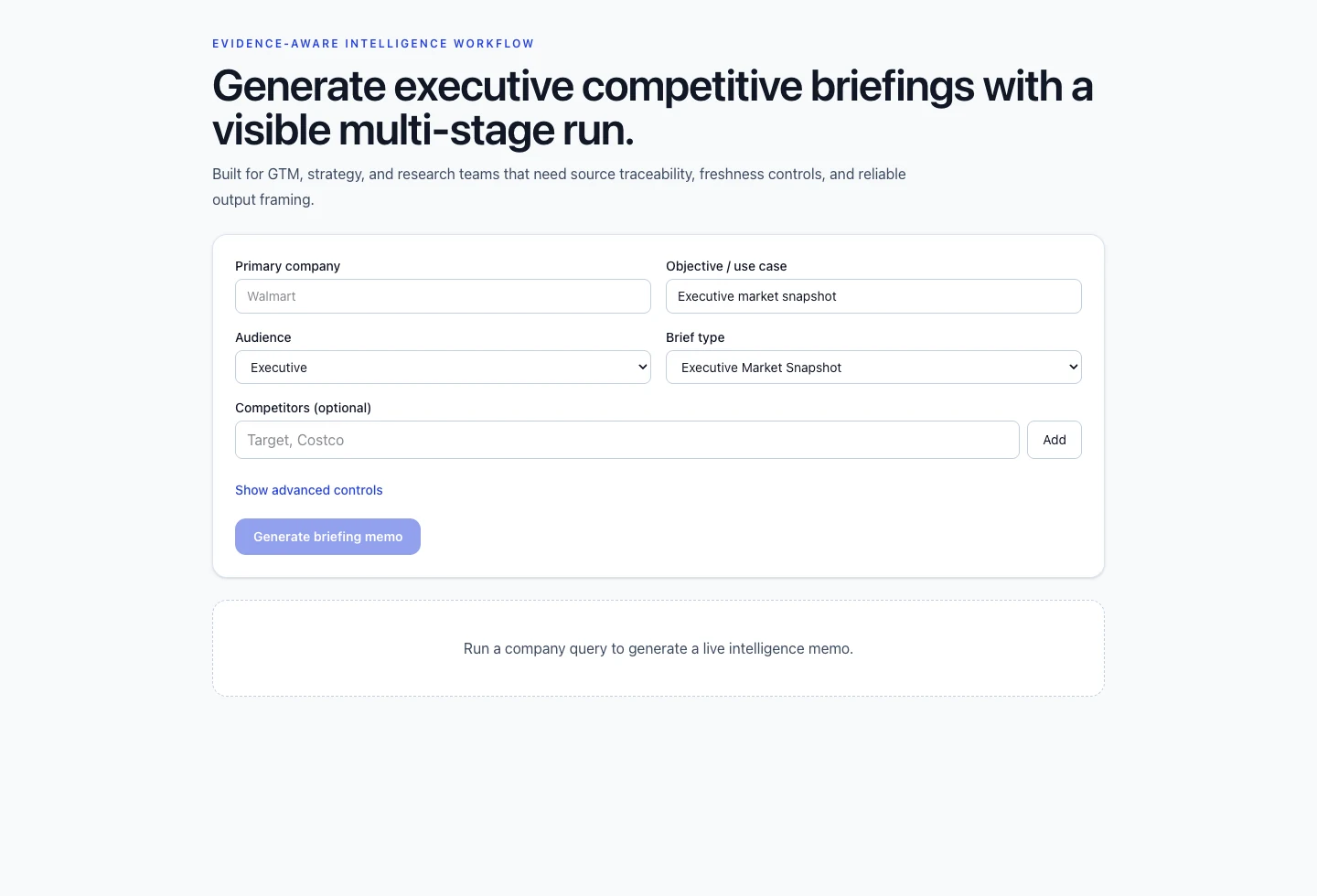 GTM Briefing Agent product screenshot